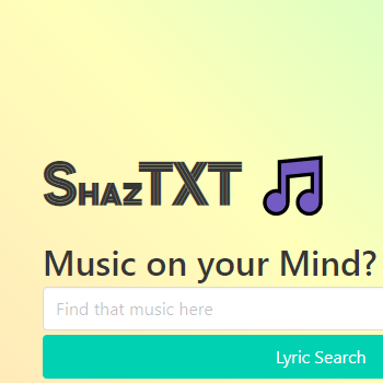 The Landing page for ShazTXT